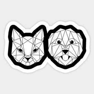 Geometric cat and dog Sticker